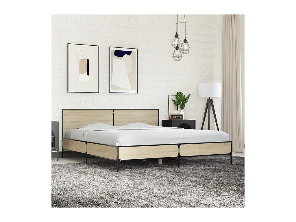 Giroletto Rovere Sonoma 180x200 cm in Legno Multistrato Metallo