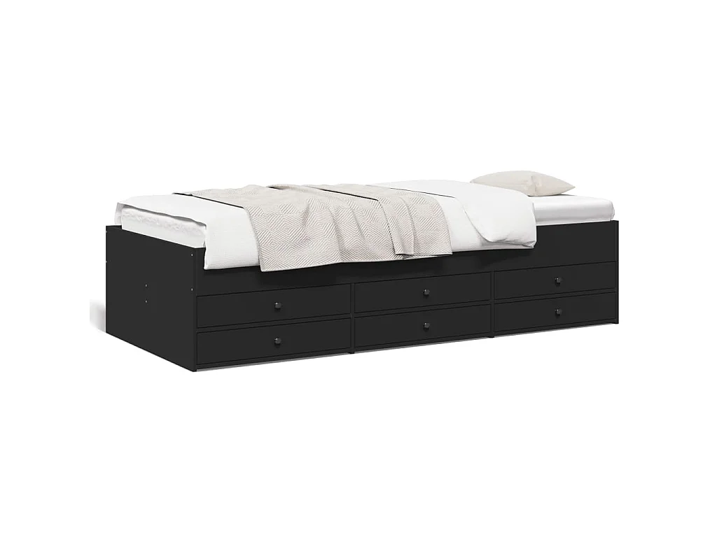 Divano Letto con Cassetti senza Materasso Nero 75x190 cm