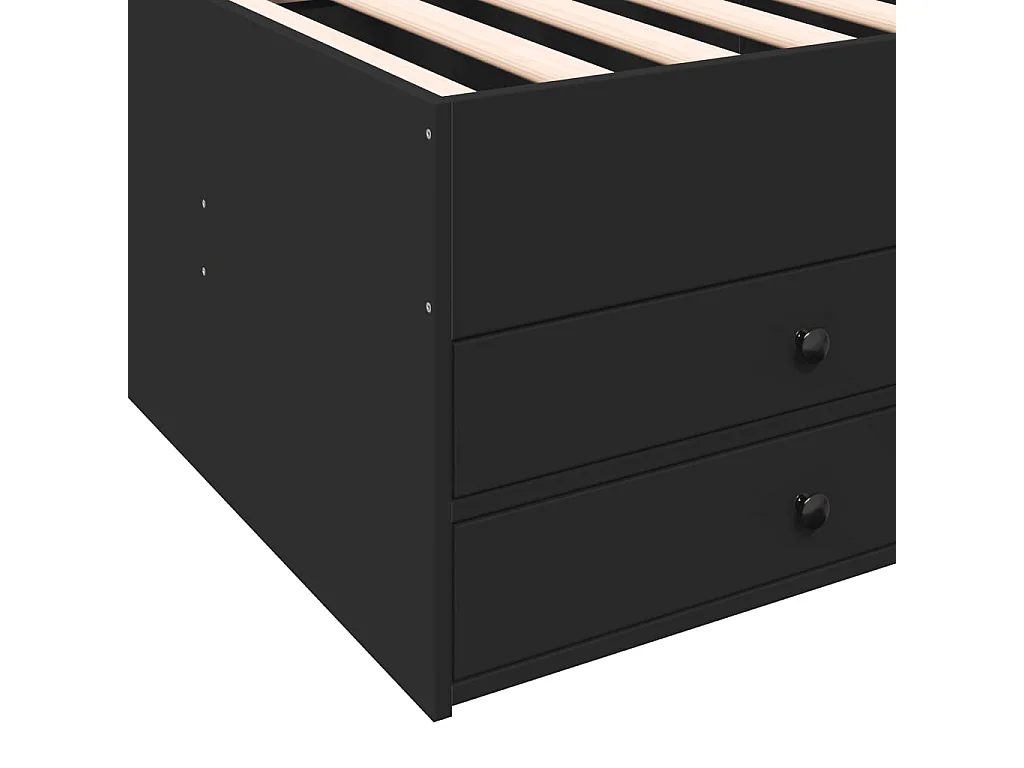 Divano Letto con Cassetti senza Materasso Nero 75x190 cm