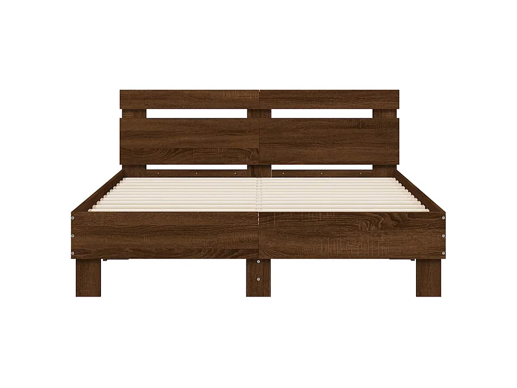 Cadre de lit avec LED sans matelas chêne marron 120x190 cm