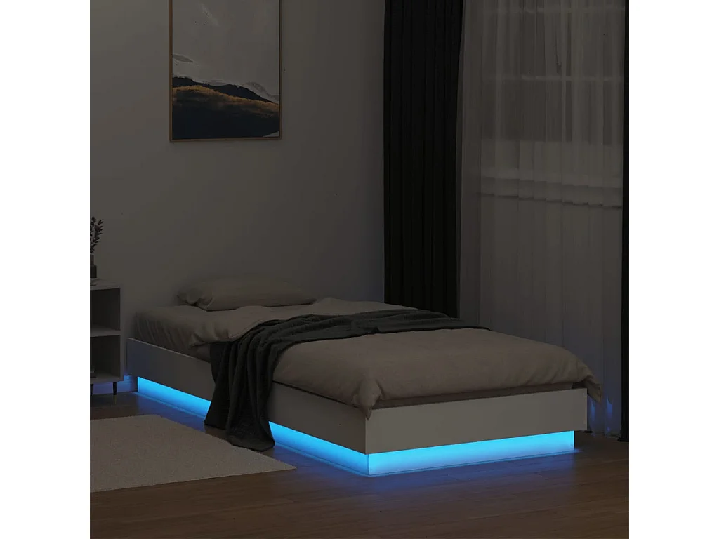 Bettgestell mit LED-Leuchten Weiß 100x200 cm