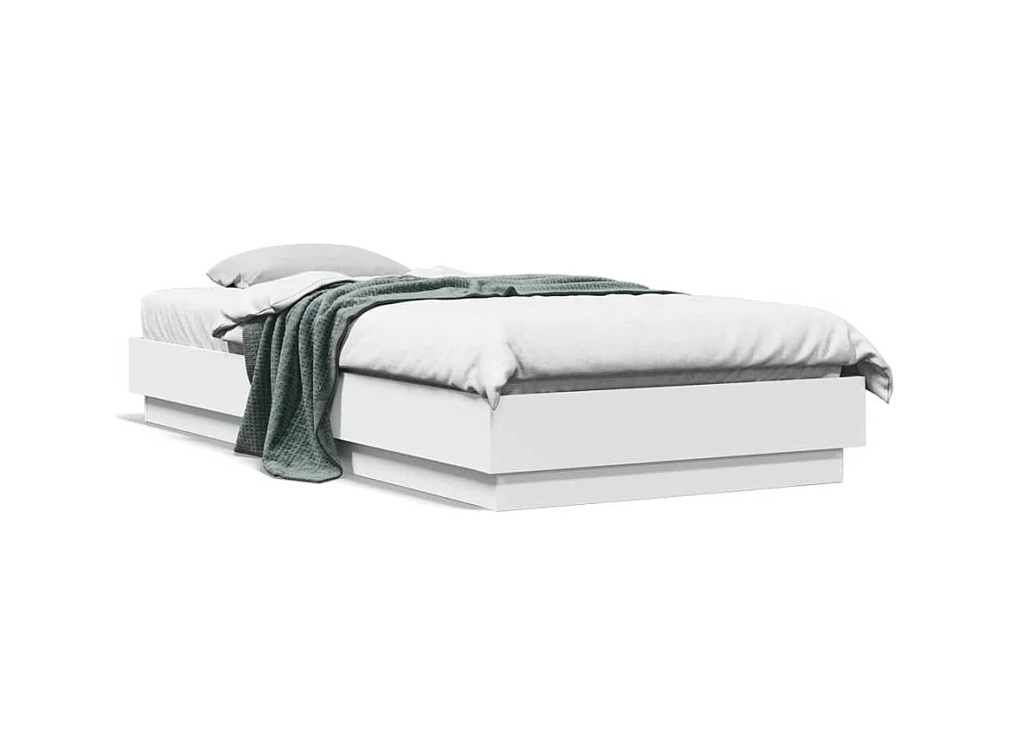 Cadre de lit sans matelas avec lumières LED blanc 100x200 cm