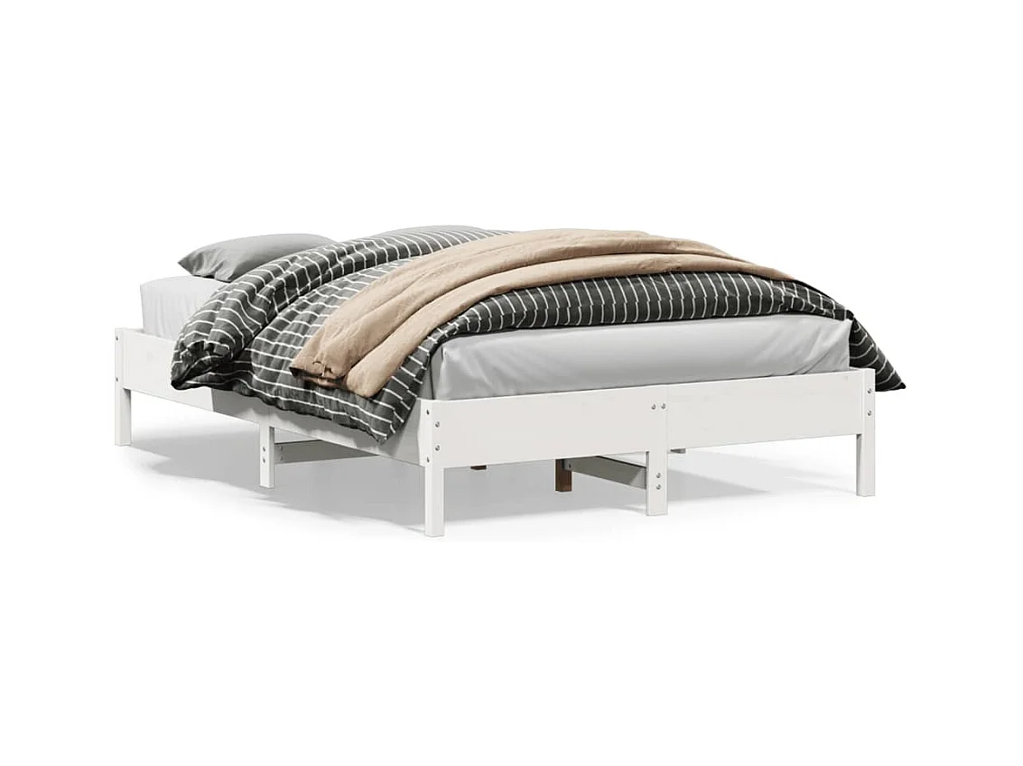 Cadre de lit sans matelas blanc 160x200 cm bois de pin massif