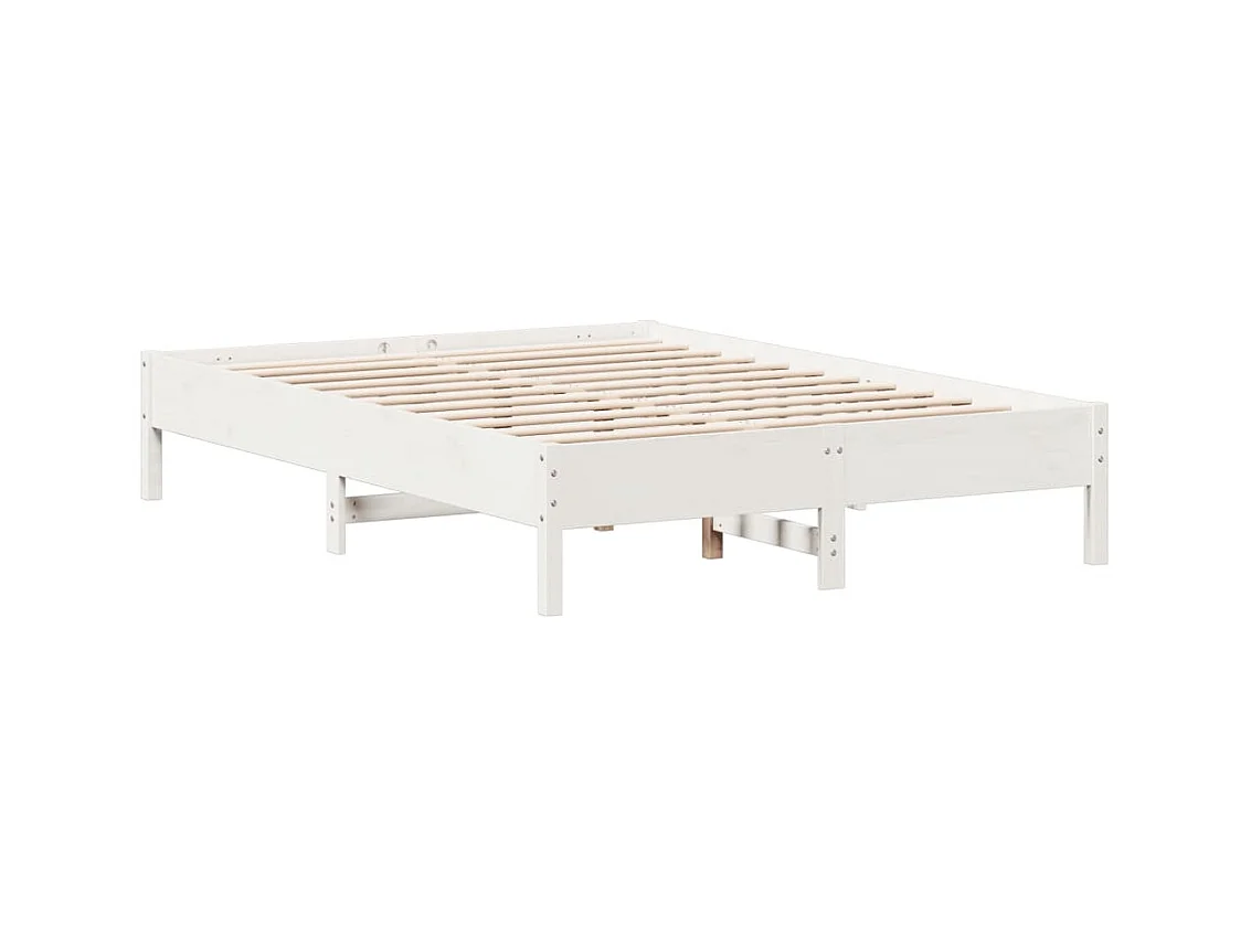 Cadre de lit sans matelas blanc 160x200 cm bois de pin massif