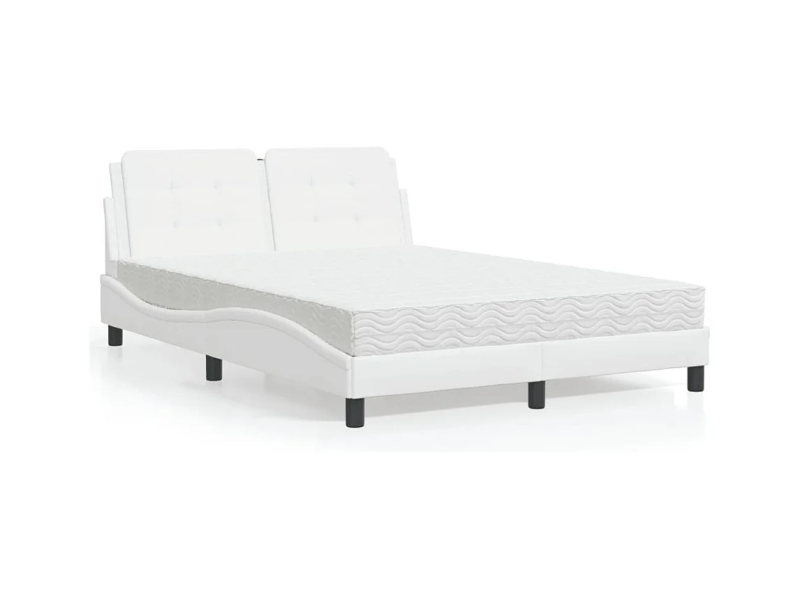 Lit avec matelas blanc 140x200 cm similicuir
