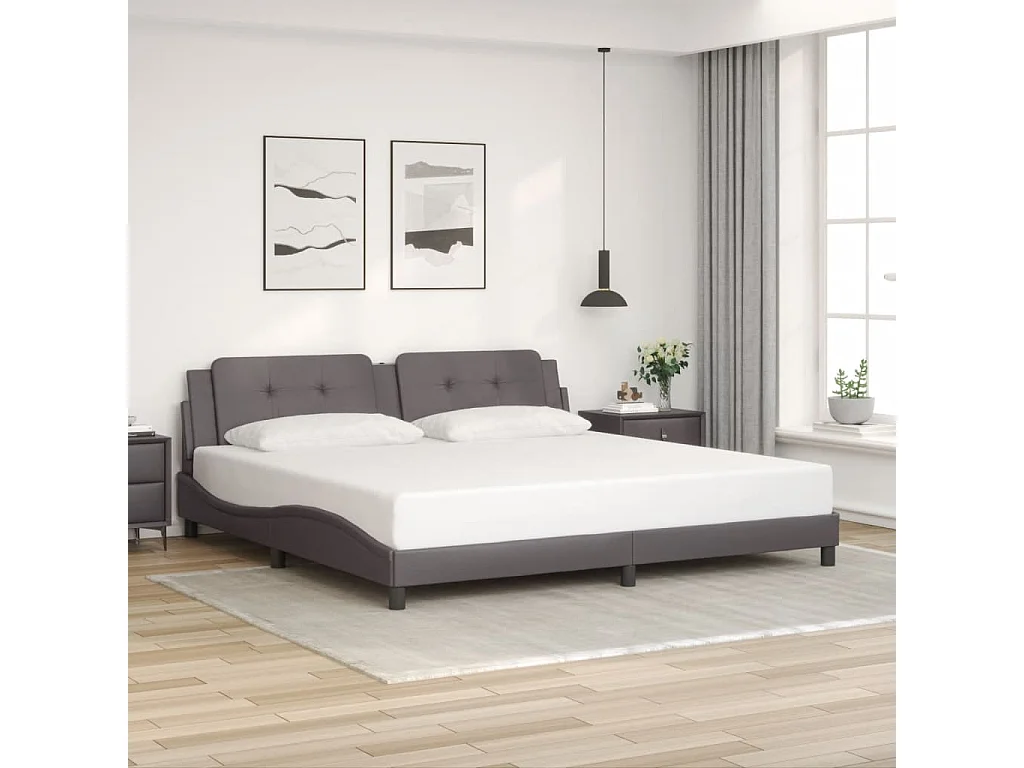 Cadre de lit avec LED sans matelas Zadar gris 200x200 cm