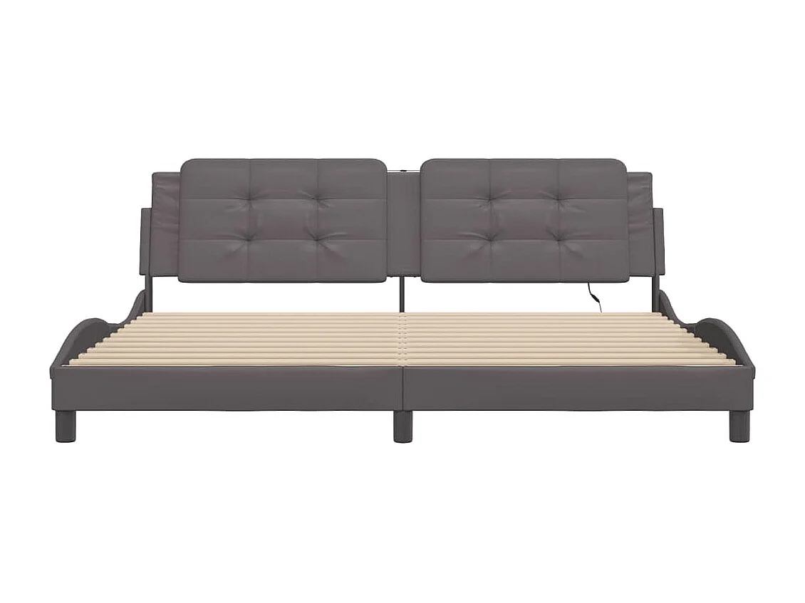 Cadre de lit avec LED sans matelas Zadar gris 200x200 cm