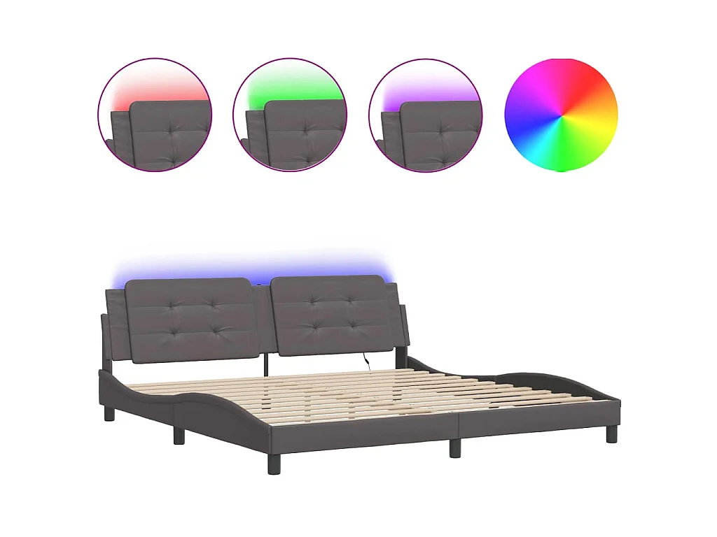 Bedframe met LED zonder matras "Zadar" grijs 200x200 cm