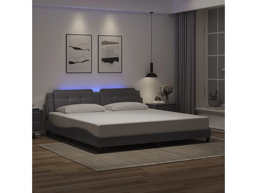 Bedframe met LED zonder matras "Zadar" grijs 200x200 cm
