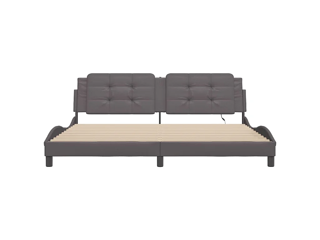 Bedframe met LED zonder matras "Zadar" grijs 200x200 cm