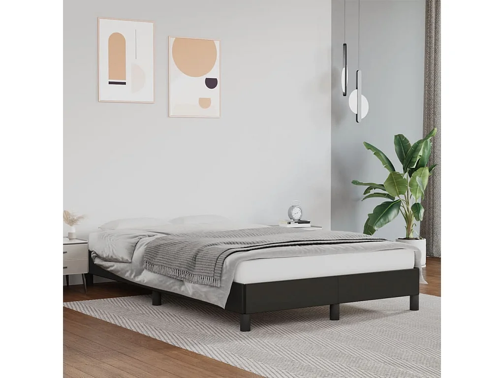 Bettgestell ohne Matratze Schwarz 120x190 cm Kunstleder