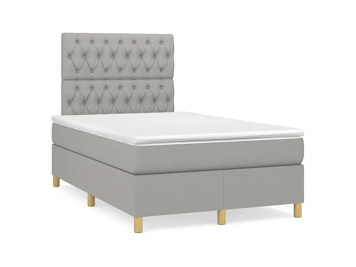 Sommier à lattes de lit et matelas gris clair 120x190 cm tissu