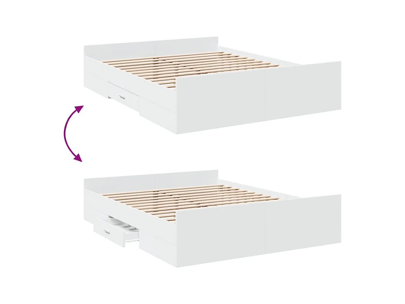 Estrutura de cama c/ gavetas 150x200cm derivados madeira branco