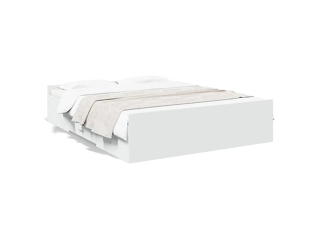 Cadre de lit avec tiroirs sans matelas blanc 150x200 cm