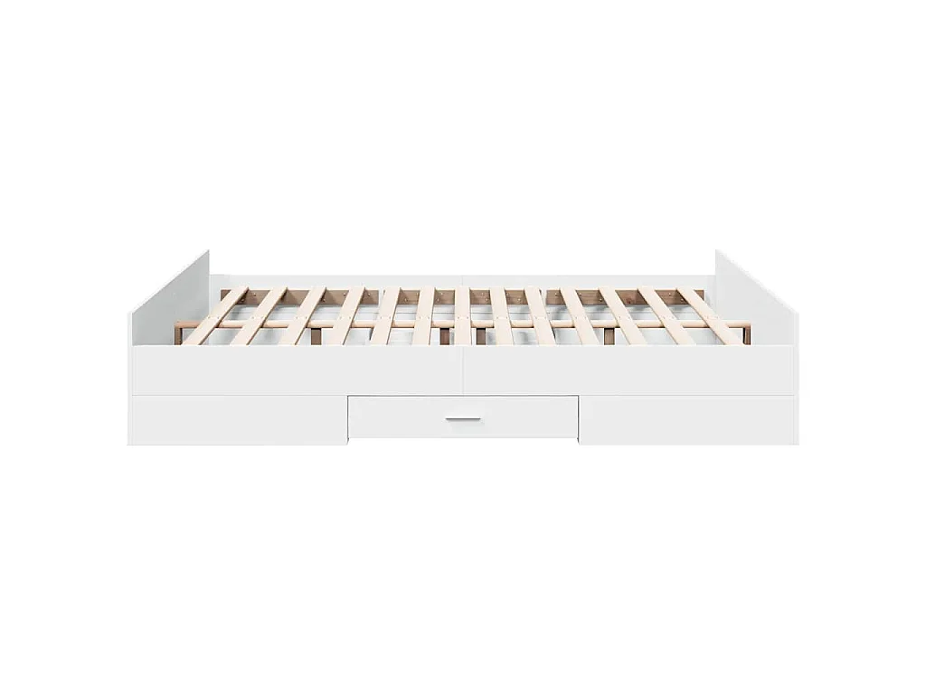 Cadre de lit avec tiroirs sans matelas blanc 150x200 cm