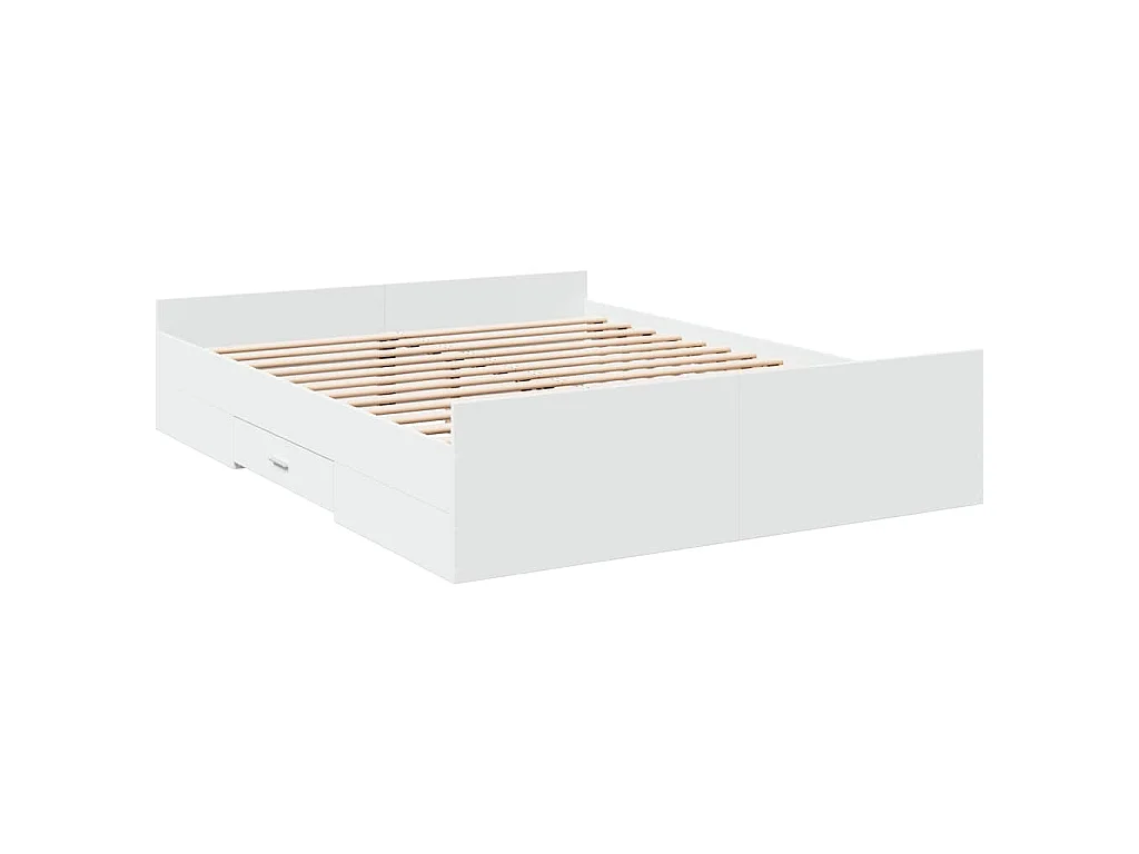 Cadre de lit avec tiroirs sans matelas blanc 150x200 cm