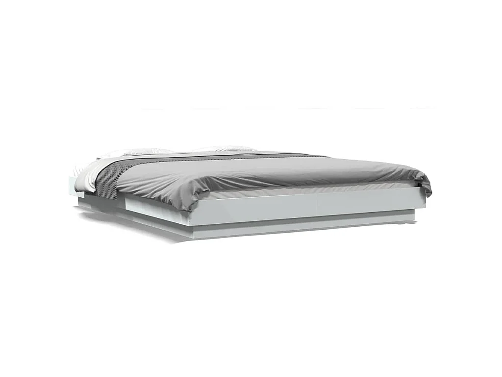 Cadre de lit avec lumières LED sans matelas blanc 160x200 cm