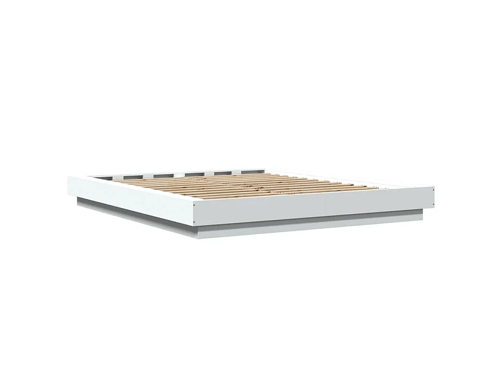 Cadre de lit avec lumières LED sans matelas blanc 160x200 cm