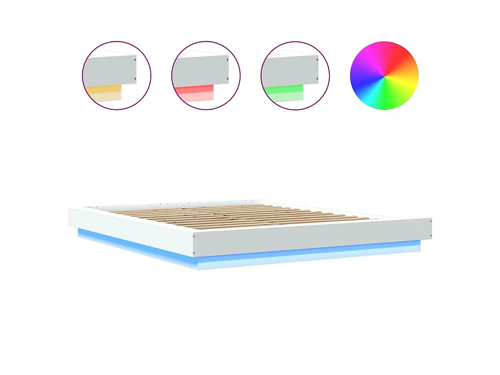 Cadre de lit avec lumières LED sans matelas blanc 160x200 cm