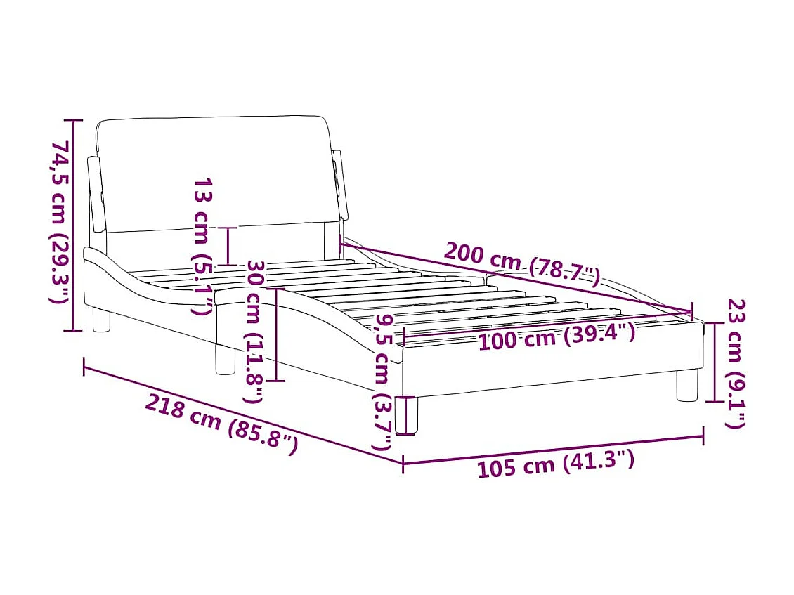 Bettgestell "Dover" Dunkelgrau 100x200 cm Stoff