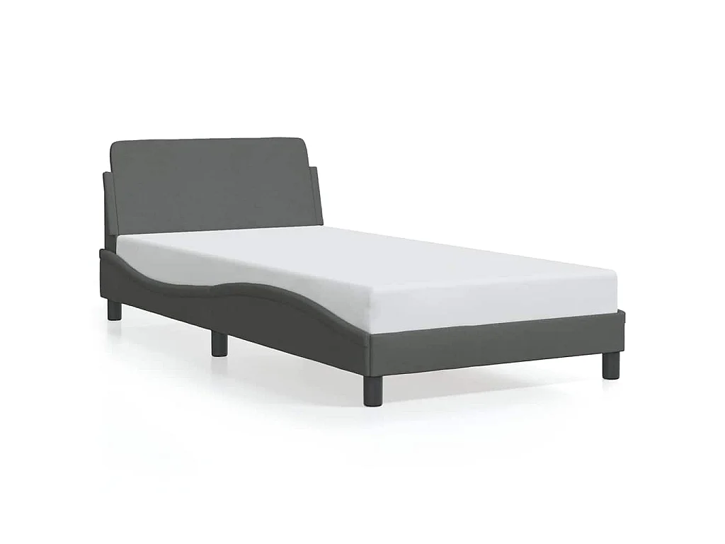 Cadre de lit Dover gris foncé 100x200 cm tissu
