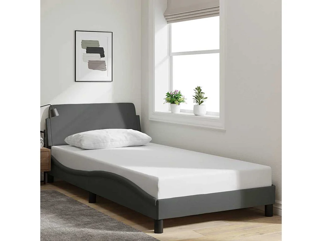 Cadre de lit Dover gris foncé 100x200 cm tissu