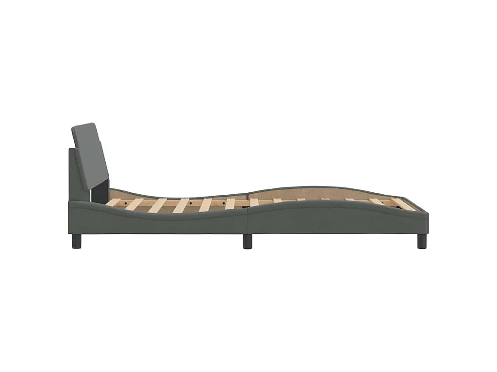 Cadre de lit Dover gris foncé 100x200 cm tissu