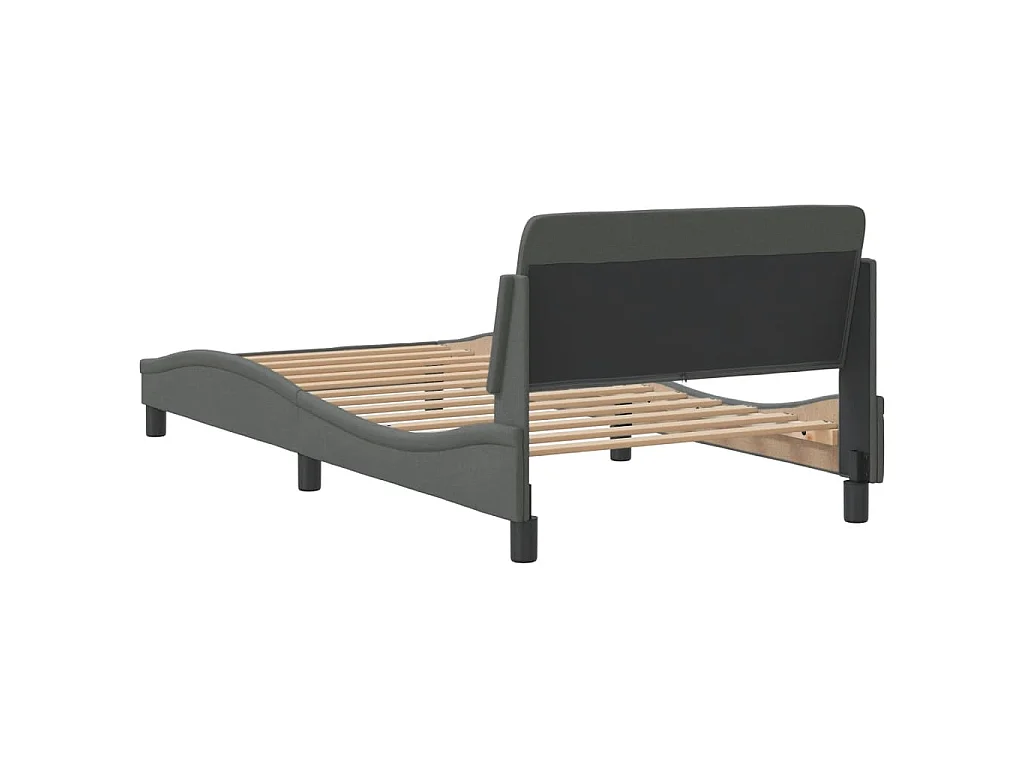 Cadre de lit Dover gris foncé 100x200 cm tissu