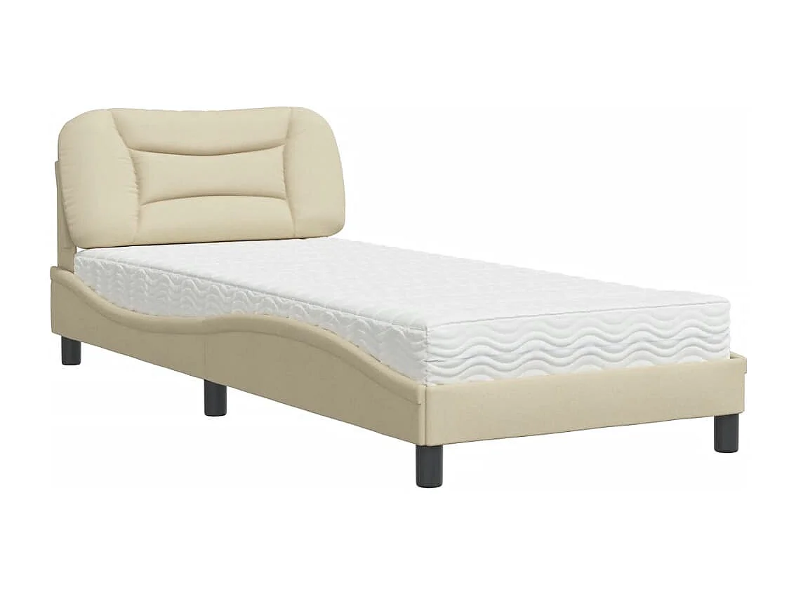 Lit avec matelas Hvar crème 90x190 cm tissu