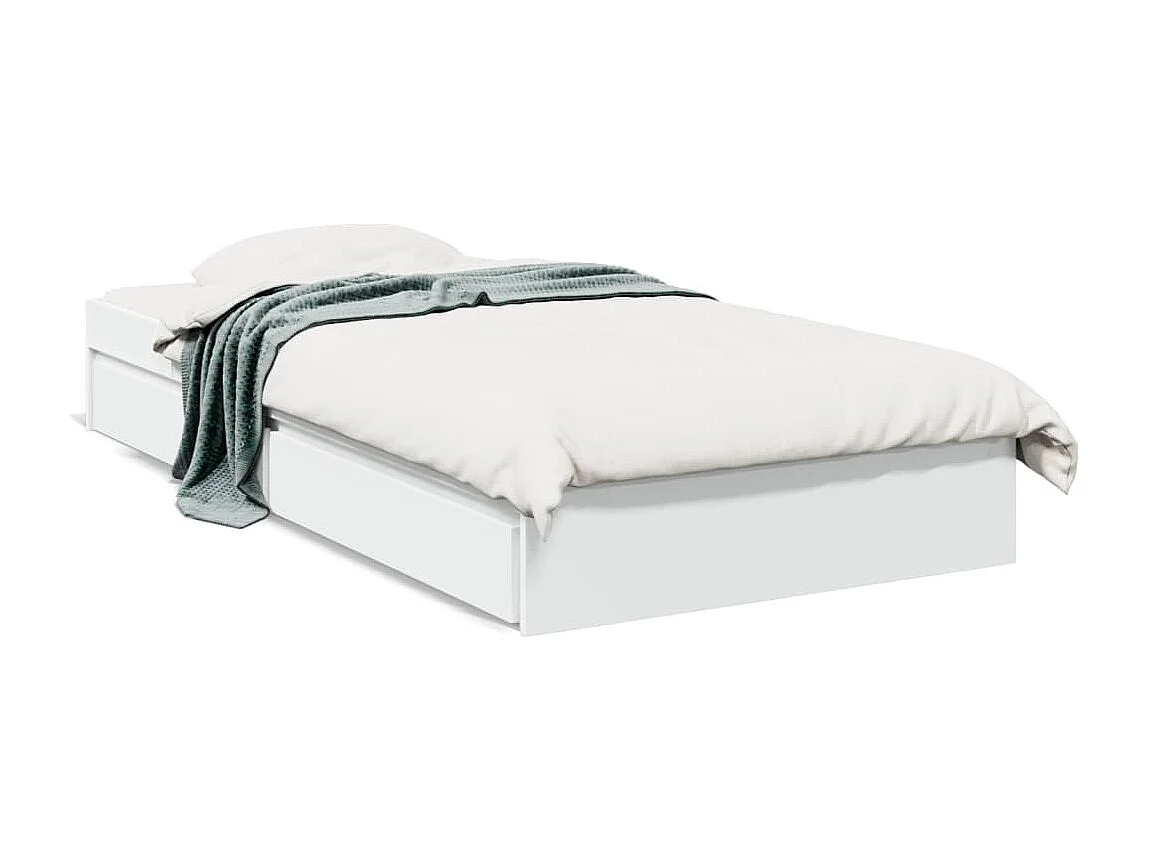 Cadre de lit avec tiroirs sans matelas blanc 90x200 cm