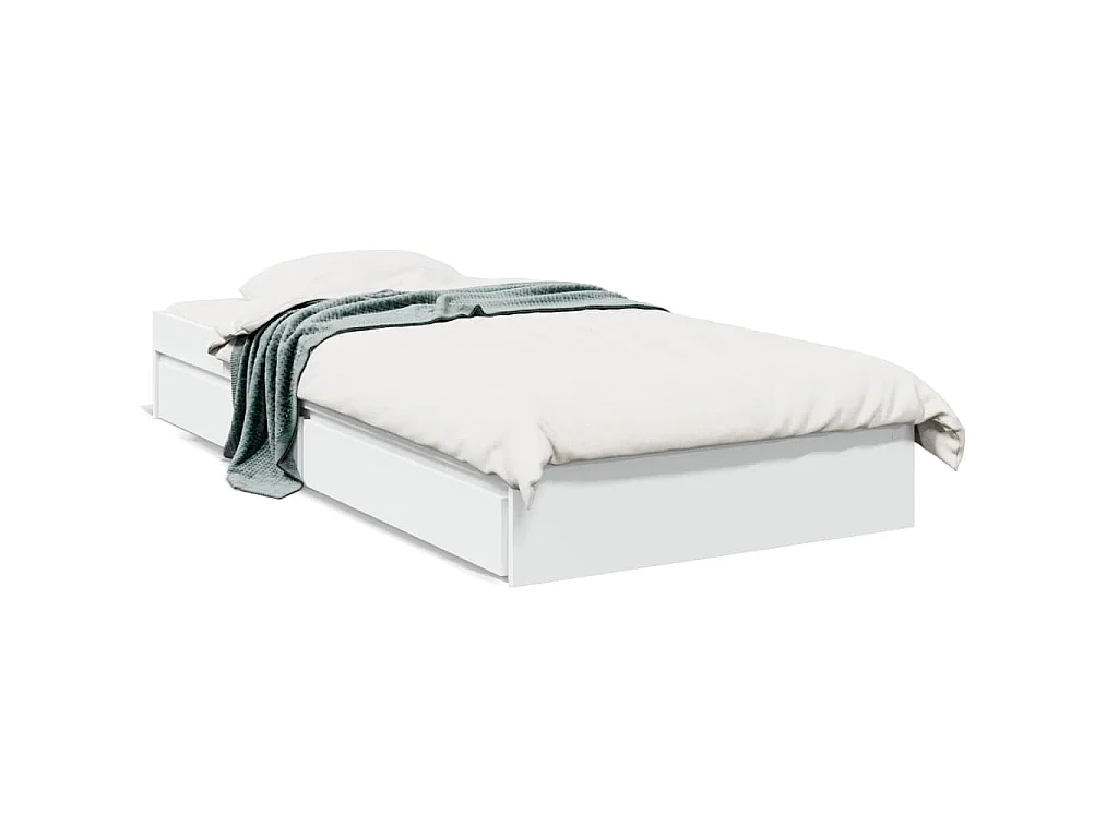 Cadre de lit avec tiroirs sans matelas blanc 90x200 cm