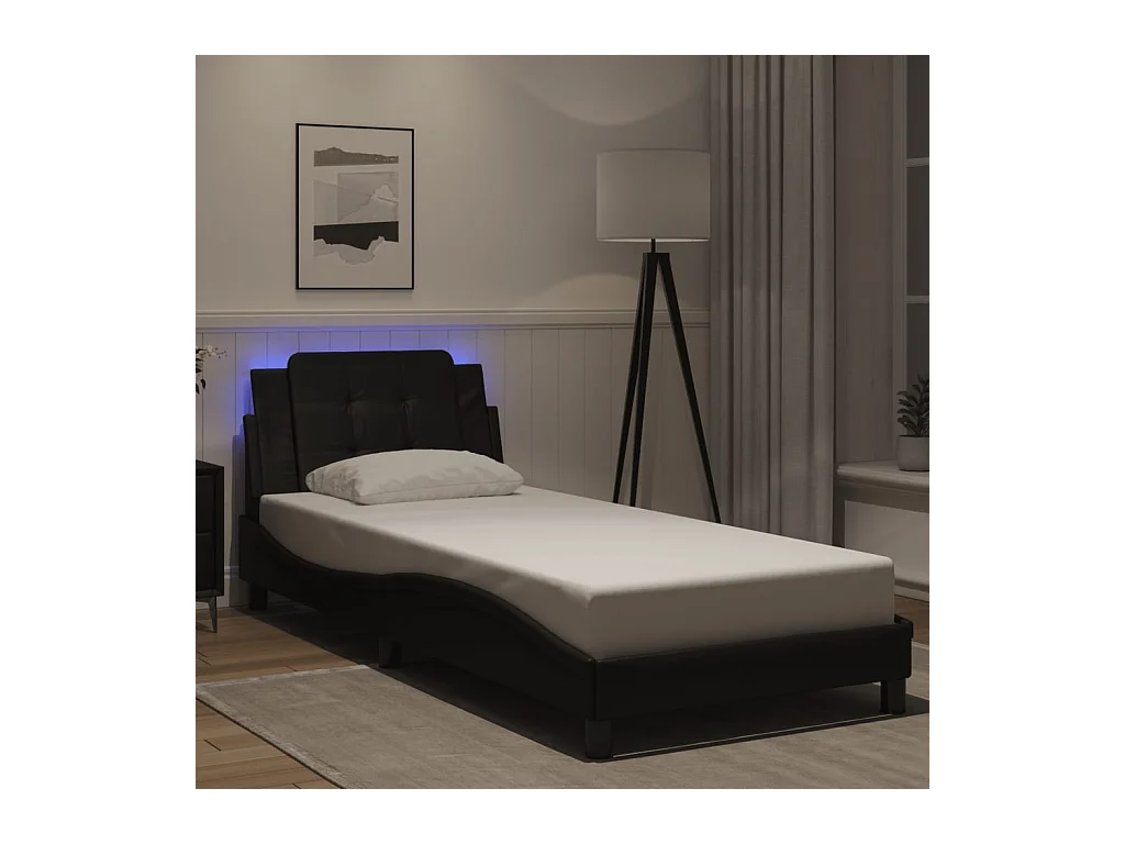 Cadre de lit avec LED sans matelas noir 90x190 cm
