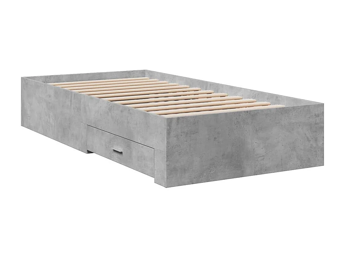 Bedframe met lades bewerkt hout betongrijs 100x200 cm