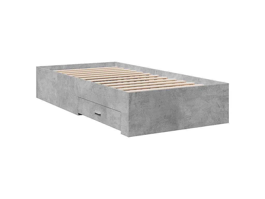 Cama con cajones madera ingeniería gris hormigón 100x200 cm