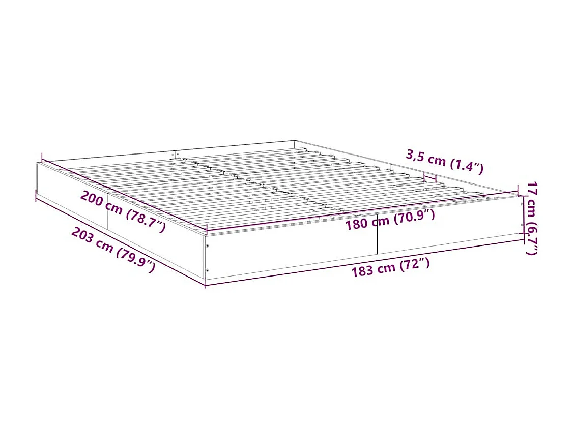 Bedframe zonder matras 180x200 cm spaanplaat wit