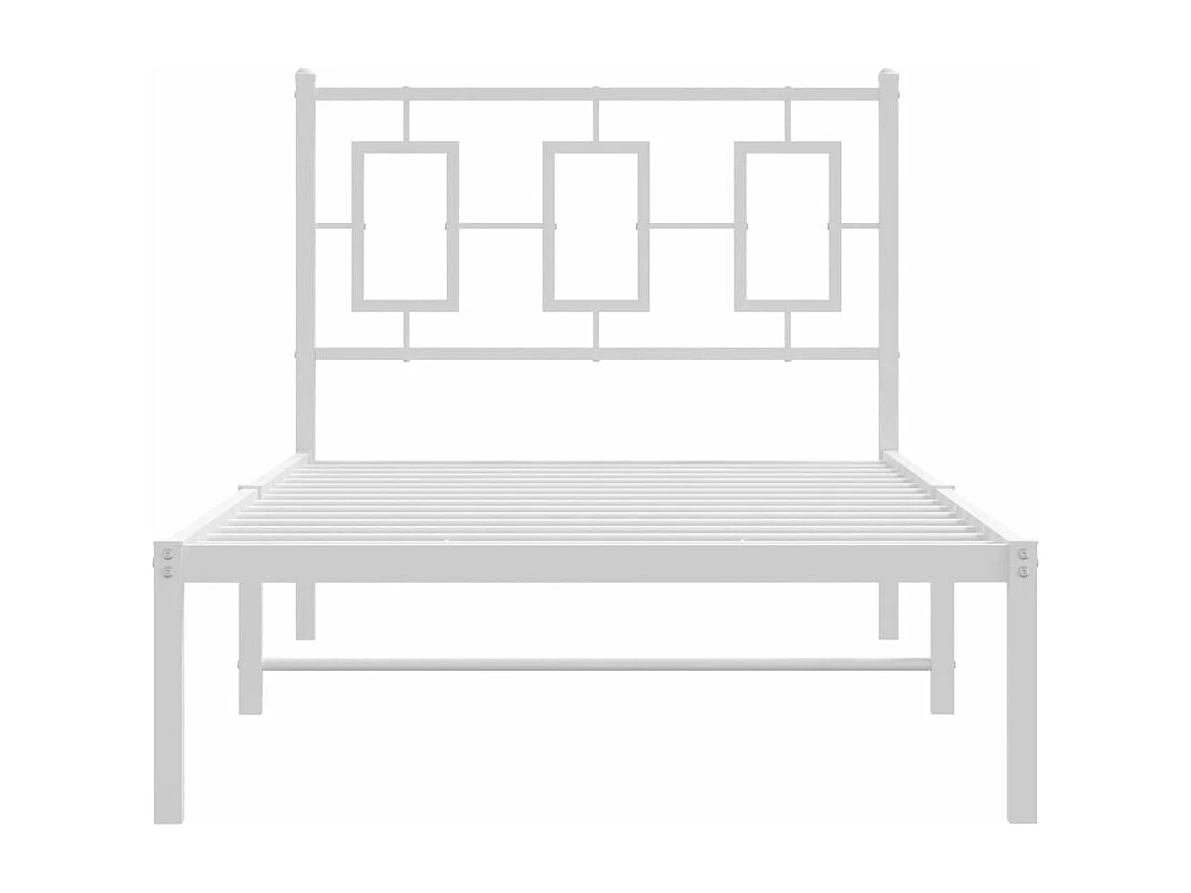 Cadre de lit métal sans matelas avec tête de lit blanc 90x190cm