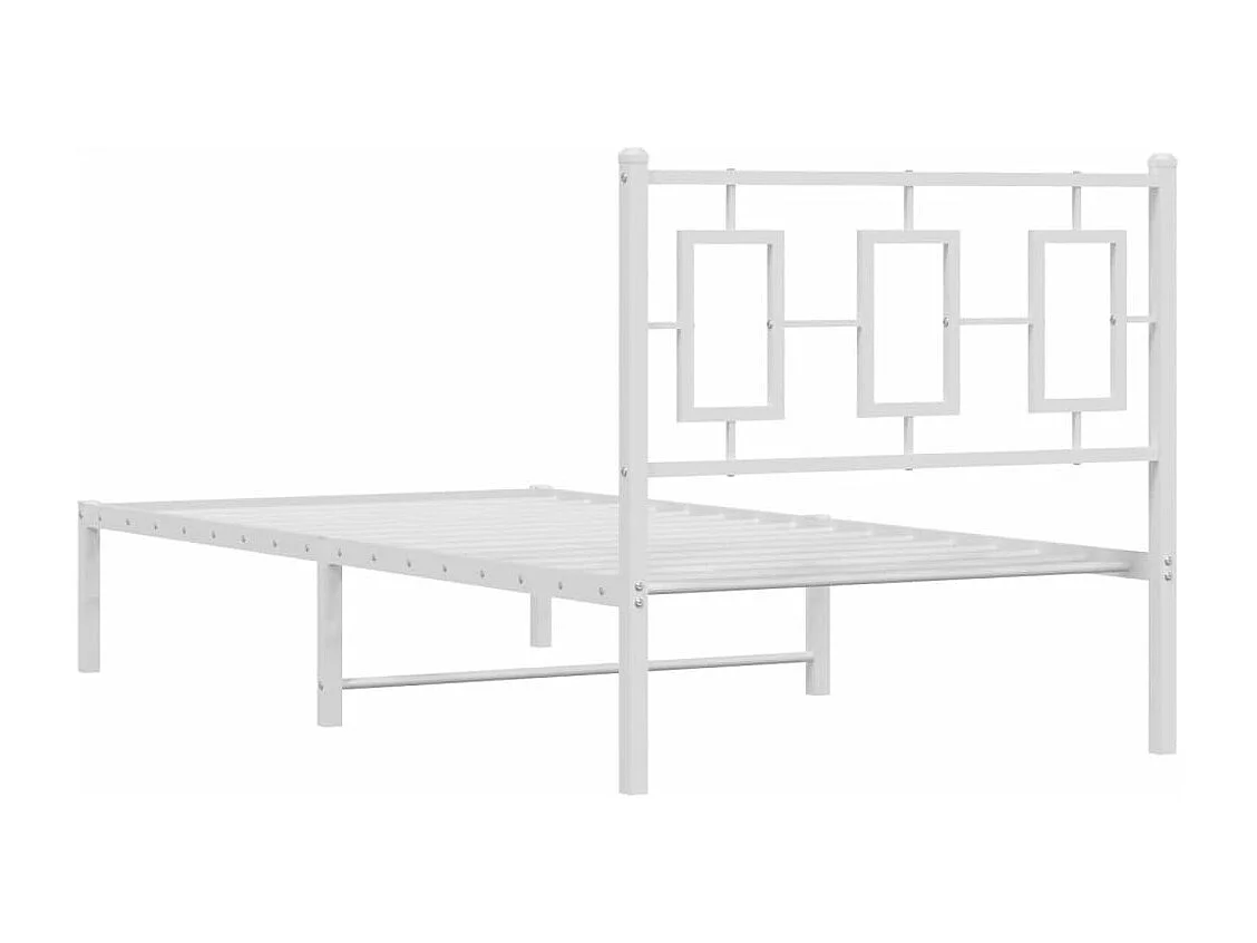 Cadre de lit métal sans matelas avec tête de lit blanc 90x190cm
