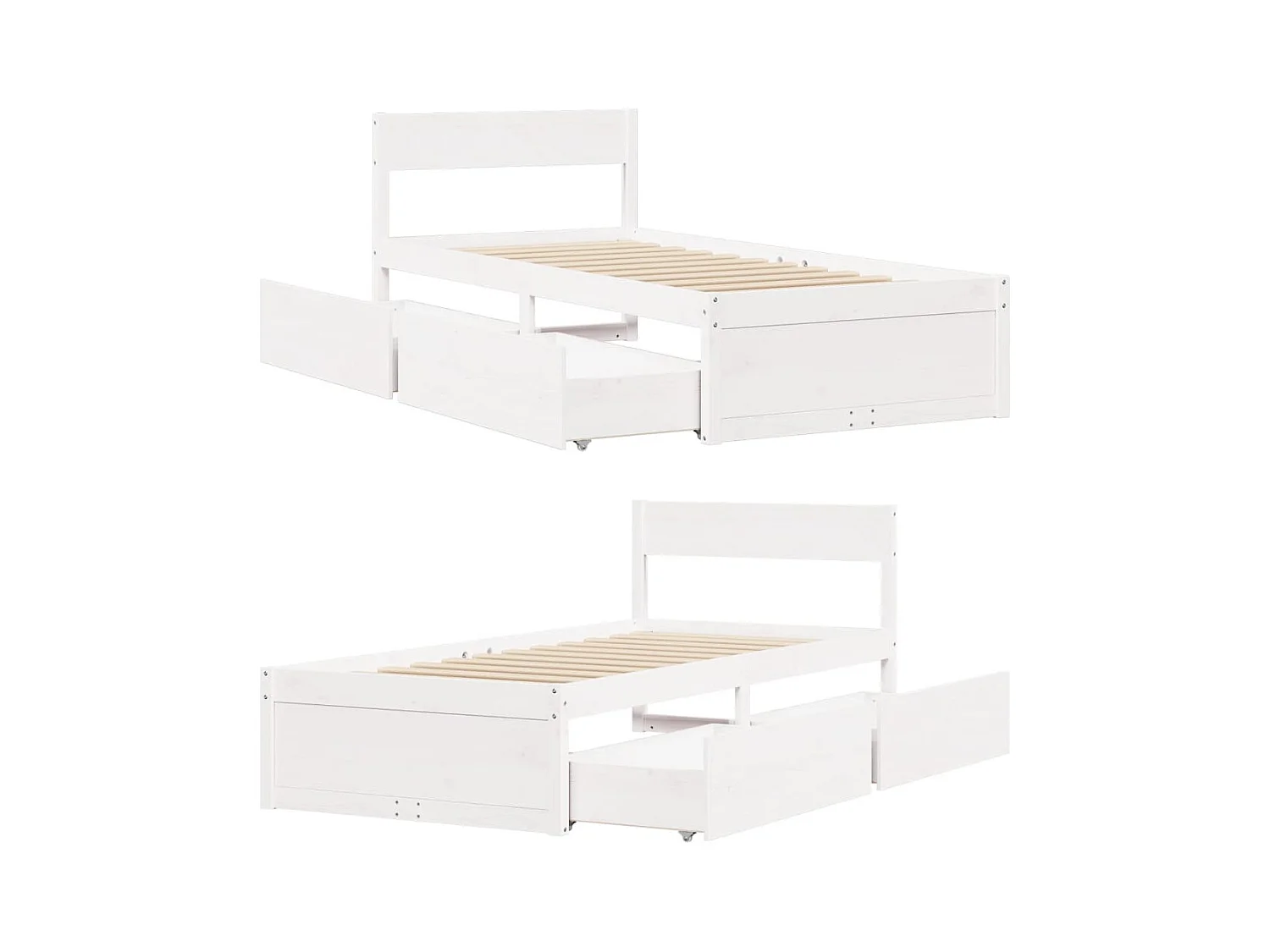 Cadre de lit sans matelas blanc 90x200 cm bois de pin massif