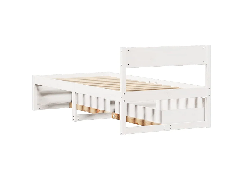 Bedframe zonder matras massief grenenhout wit 90x200 cm