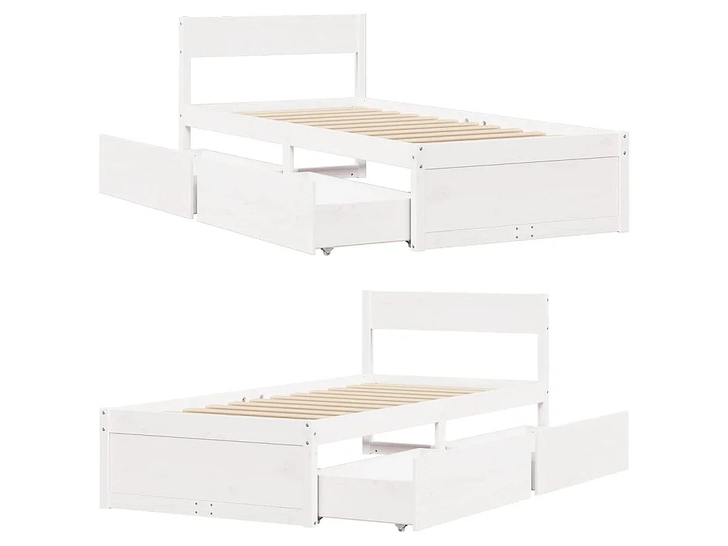 Bedframe zonder matras massief grenenhout wit 90x200 cm