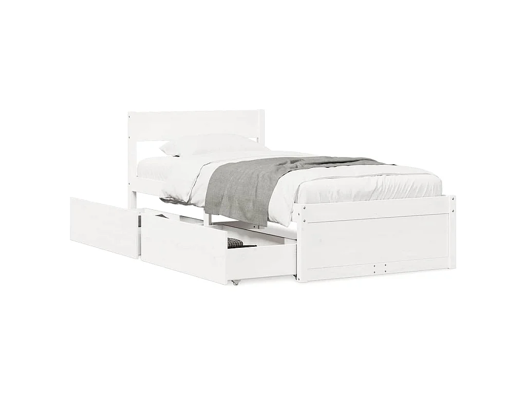 Bedframe zonder matras massief grenenhout wit 90x200 cm