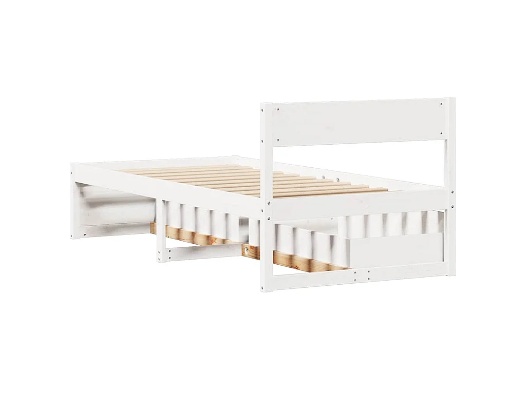 Bedframe zonder matras massief grenenhout wit 90x200 cm