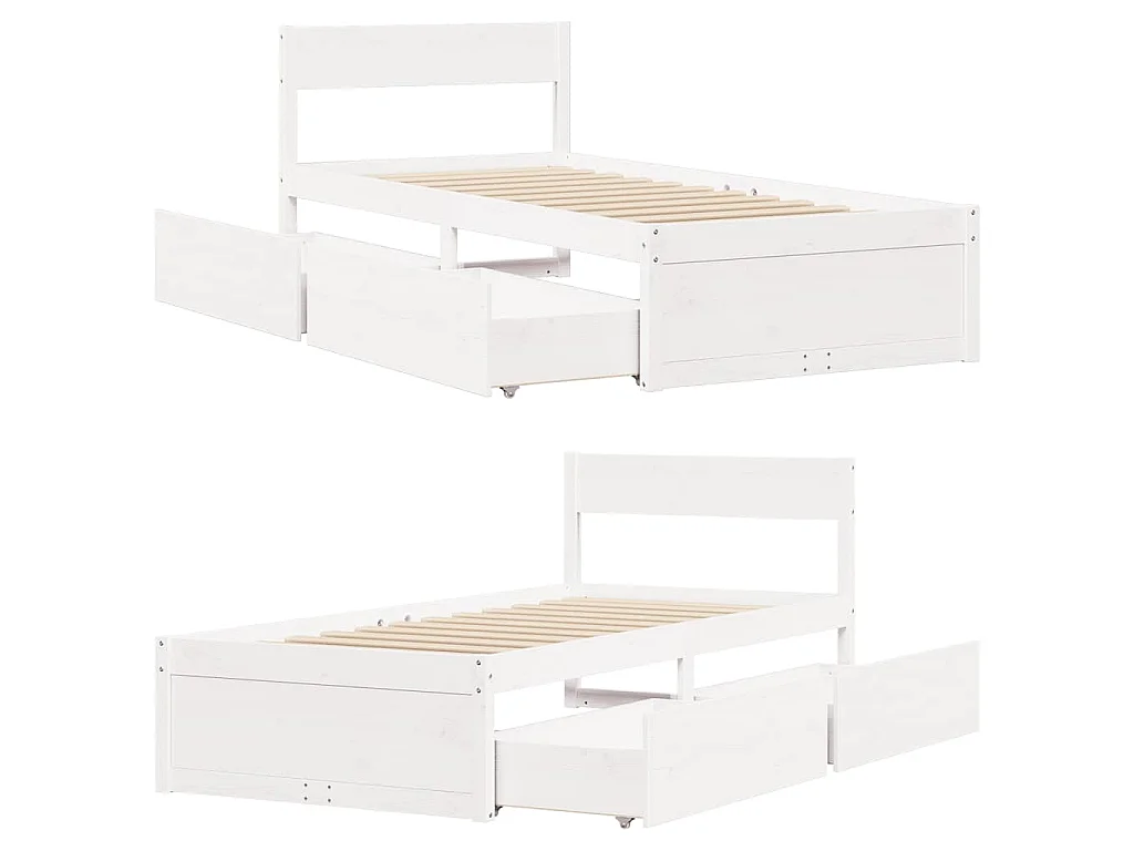 Bedframe zonder matras massief grenenhout wit 90x200 cm