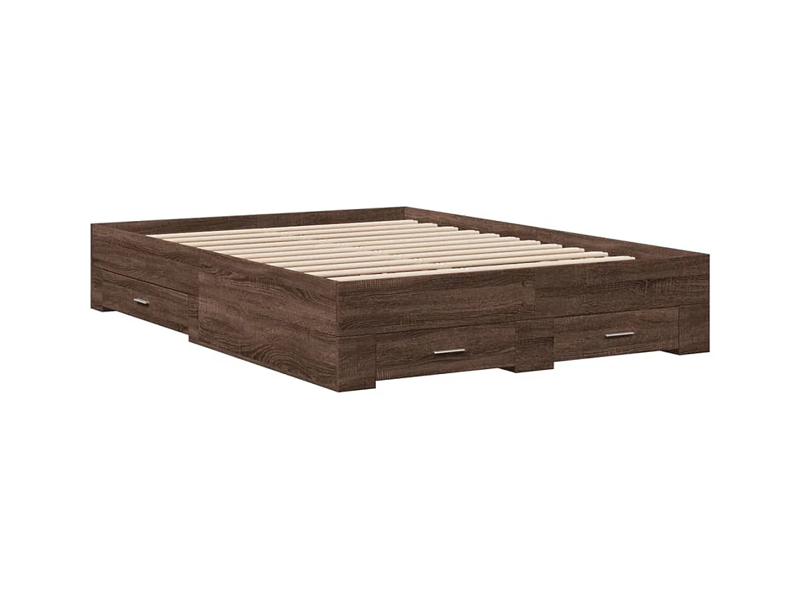 Bettgestell mit Schubladen Braun Eichen-Optik 120x190 cm