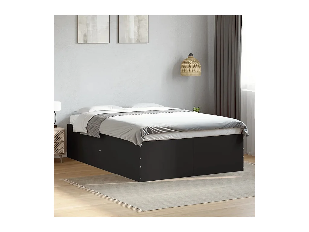 Cadre de lit sans matelas noir 135x190 cm