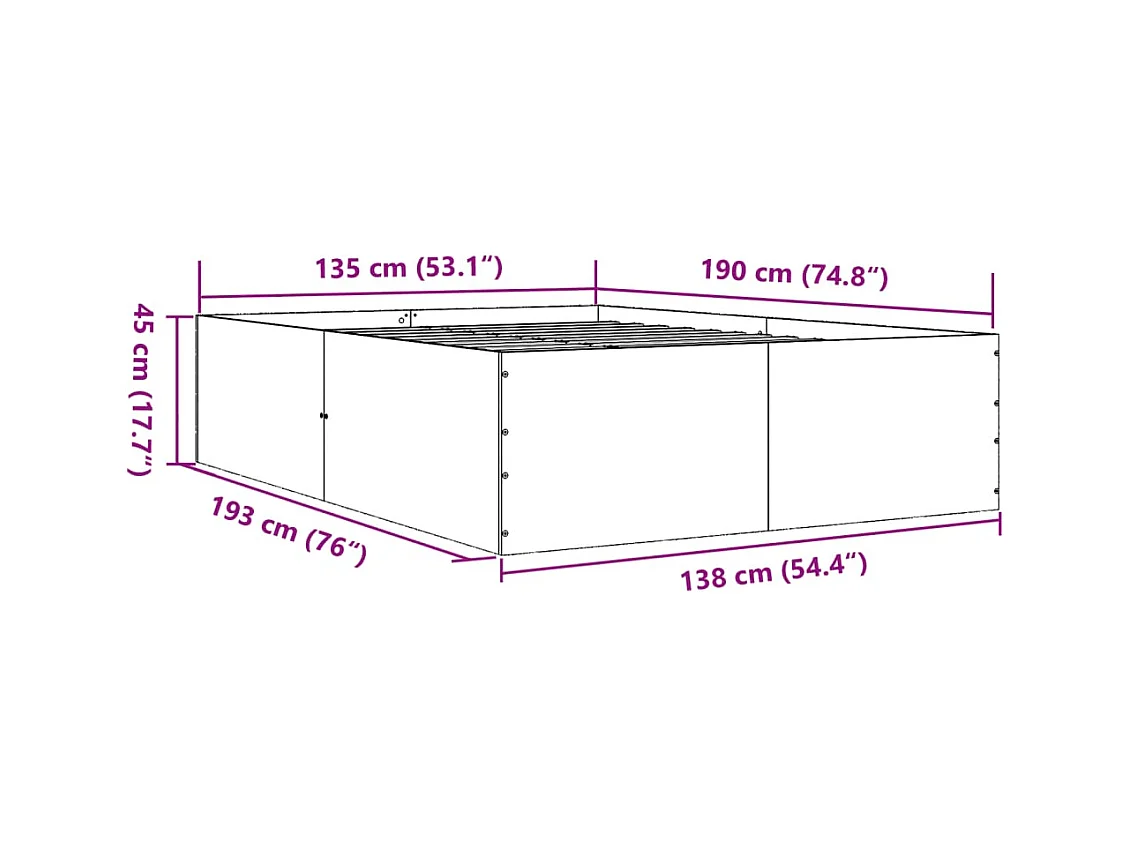 Bedframe bewerkt hout zwart 135x190 cm