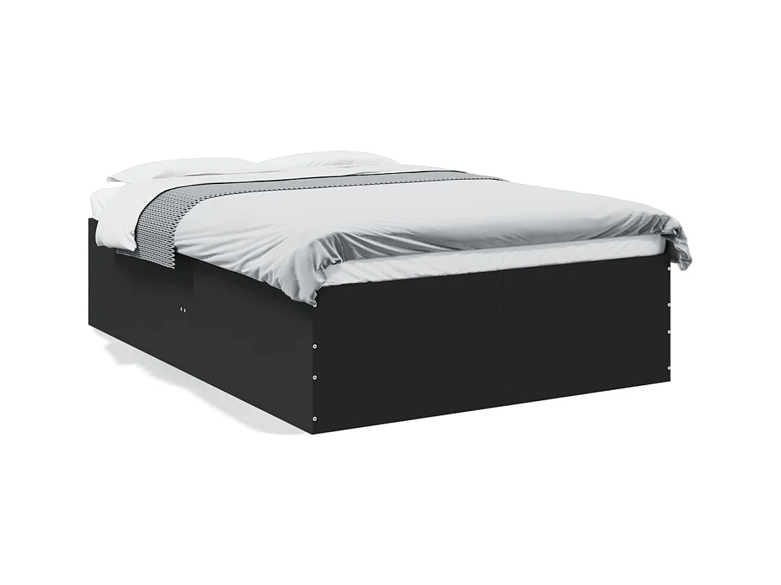 Bedframe bewerkt hout zwart 135x190 cm
