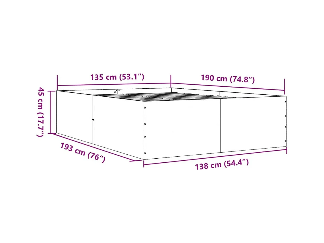 Bedframe bewerkt hout zwart 135x190 cm