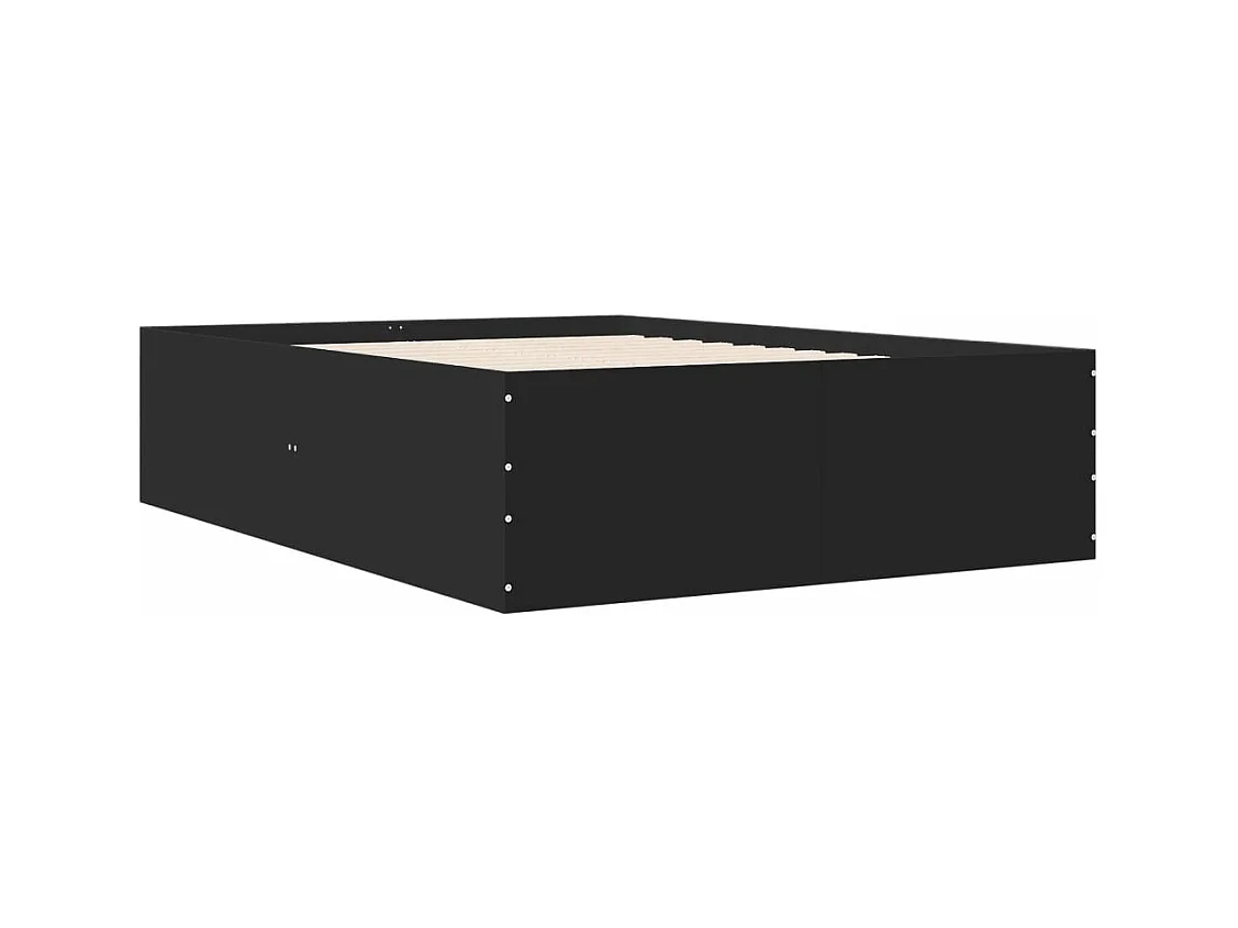 Bedframe bewerkt hout zwart 135x190 cm