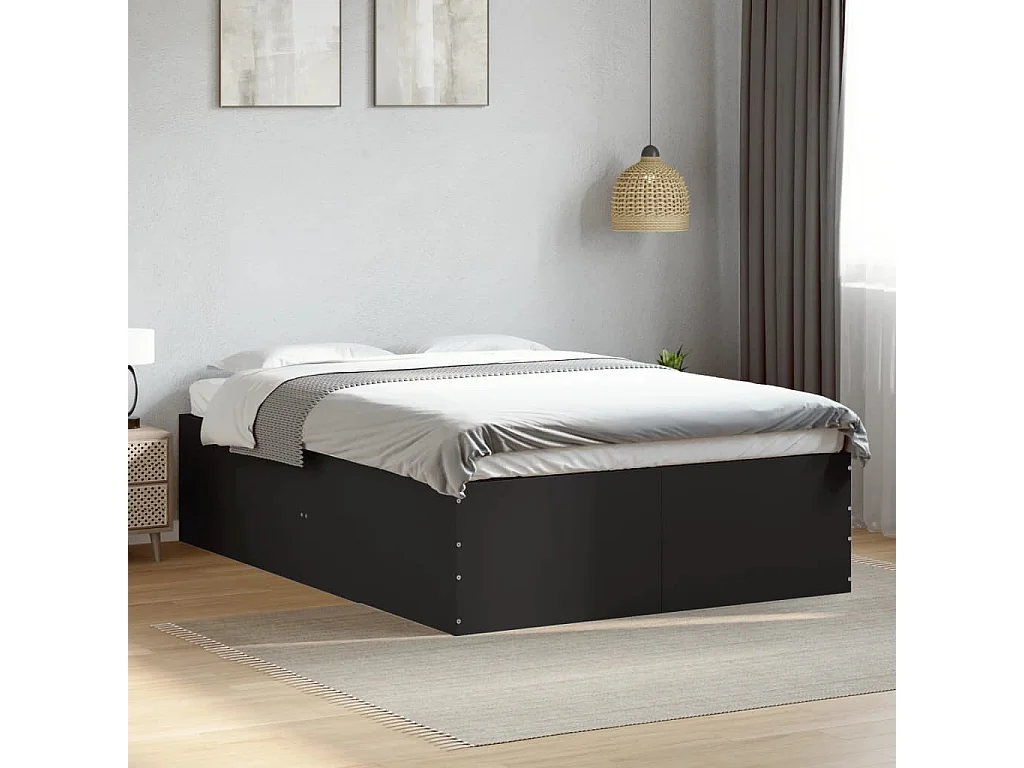 Bettgestell Schwarz 135x190 cm Holzwerkstoff